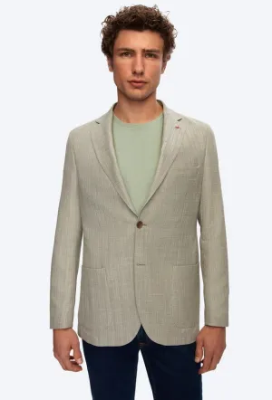 Ds Damat Slim Fit Green Fabric Jacket