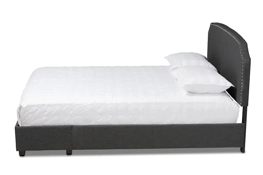 Elena Dark Gray Fabric 2-Drawer Platform Storage Bed (Queen)