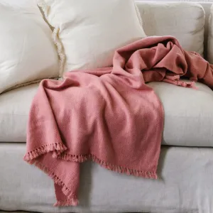 Faraway Red Handwoven Cashmere Throw