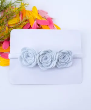 Felt Three Rose Newborn Headband - White