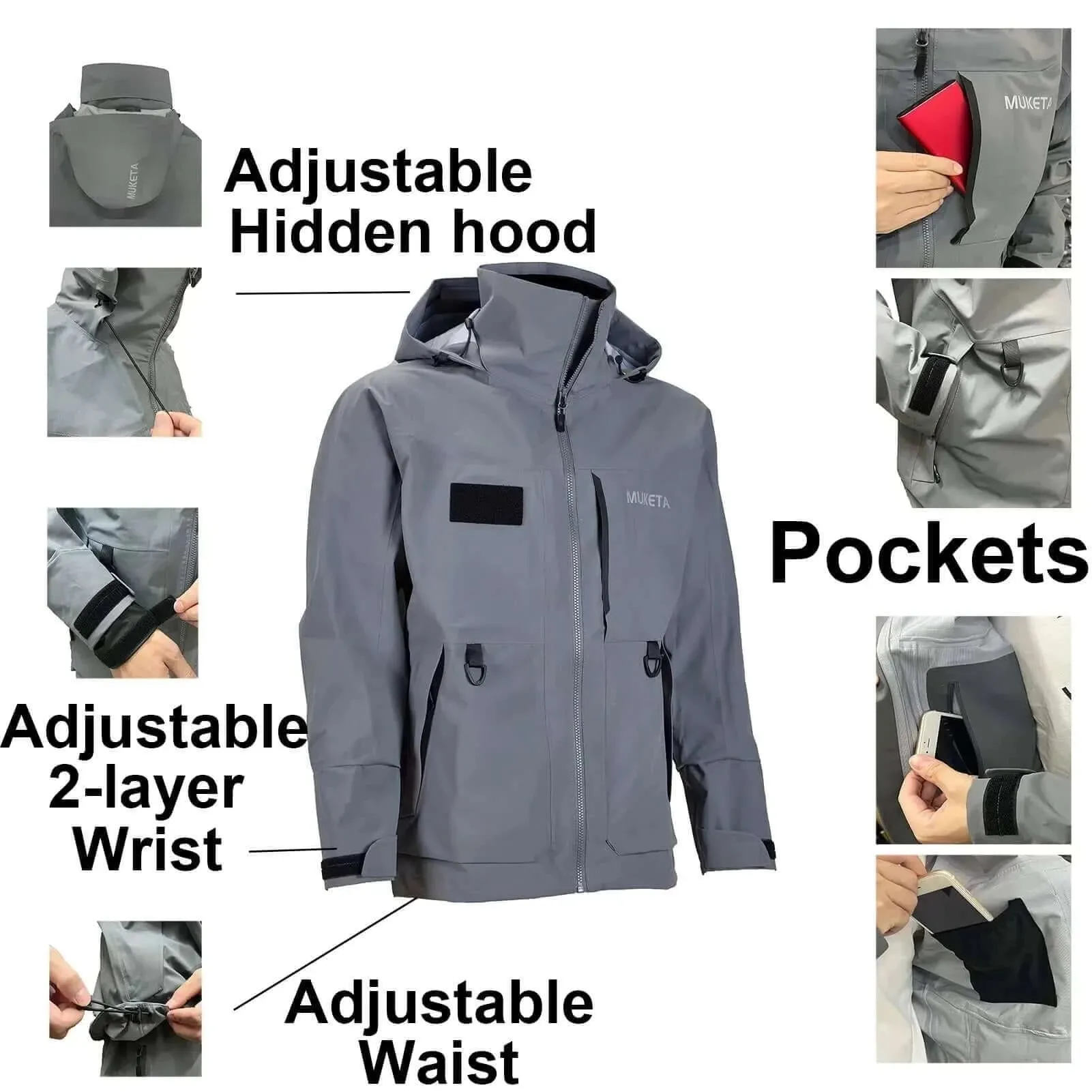 Fishing Rain Suit Breathable and Waterproof Wading Jacket & Bib Pants