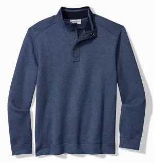 Flip Coast Reversible Snap Mock Sweatshirt in Blue Note Heather by Tommy Bahama