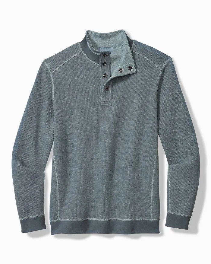 Flip Coast Reversible Snap Mock Sweatshirt in Dark Twilight Blue Heather by Tommy Bahama