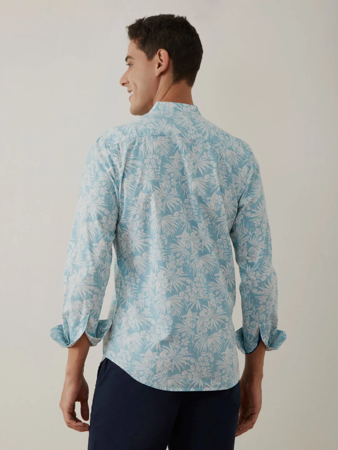 Floral Printed Chinese Shirt