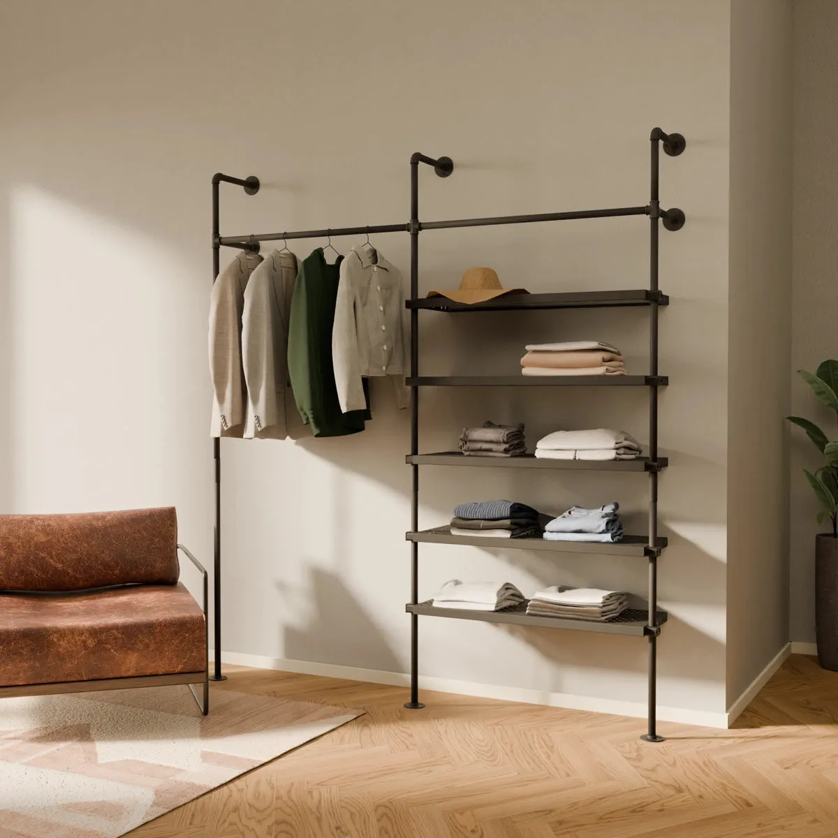 FRIDA METAL – Clothes rail with metal shelves | clothes rail metal shelves