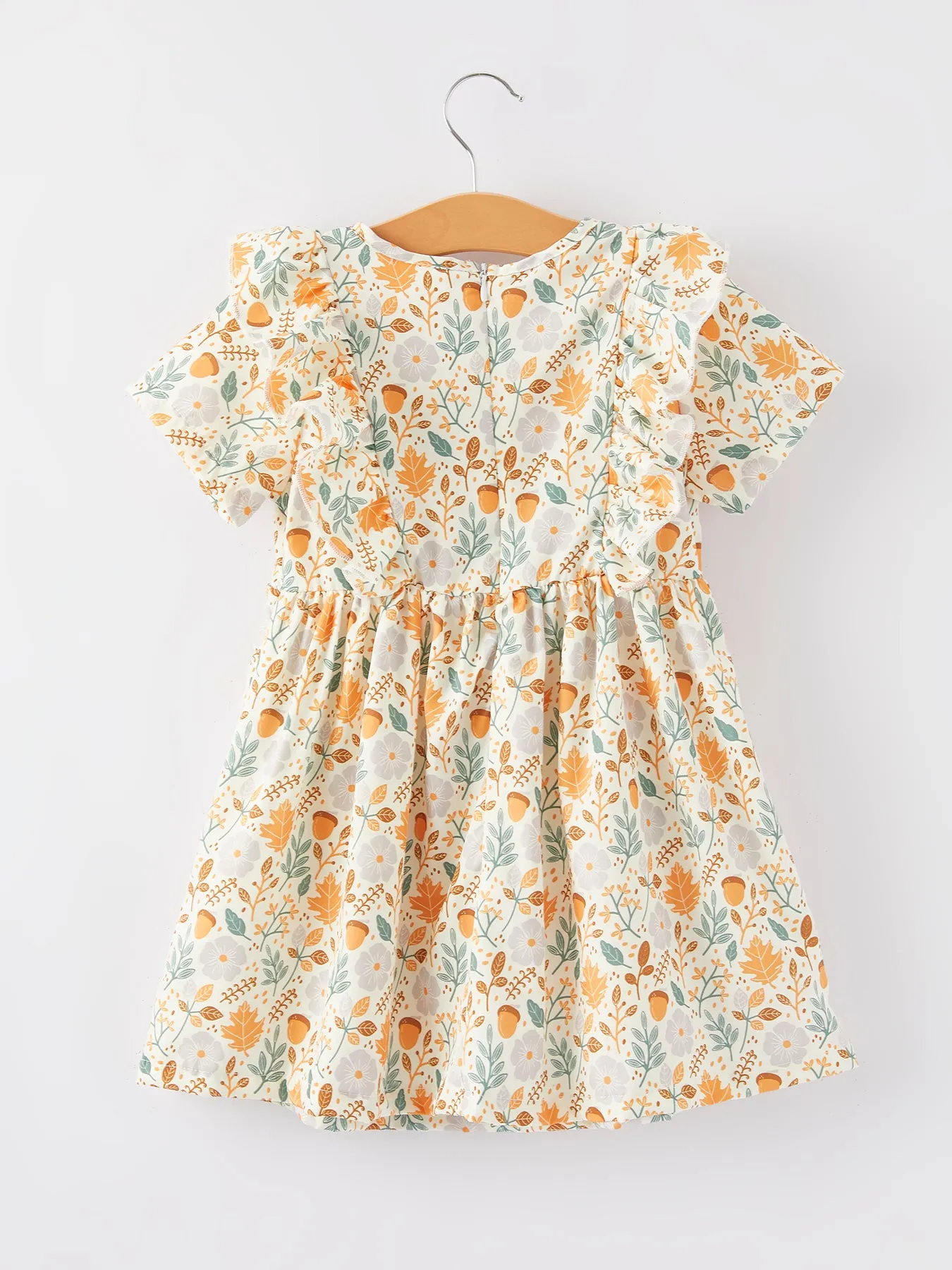 Girls Smocking Embroidered Yellow Floral Dress