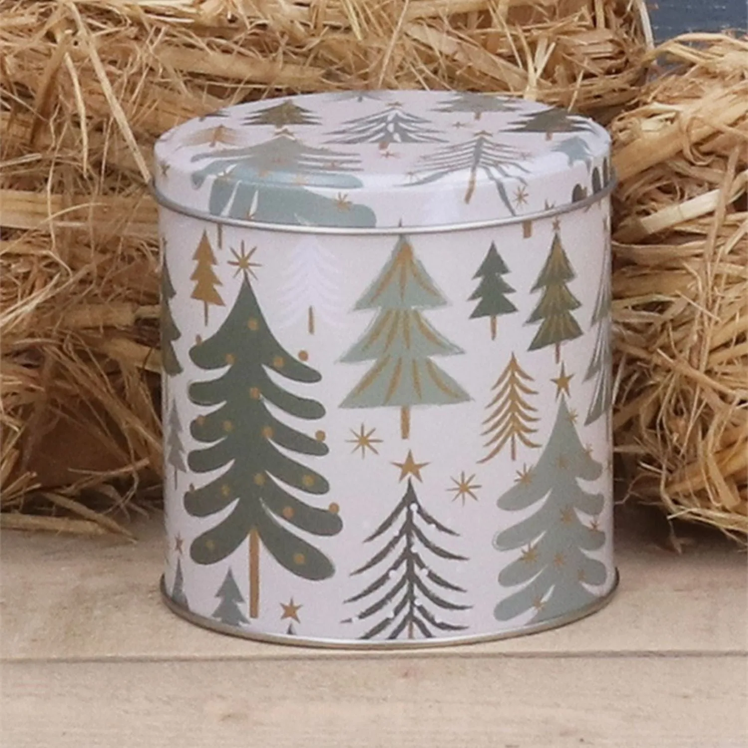 Gisela Graham Cream/Green Trees Chocolate Tin