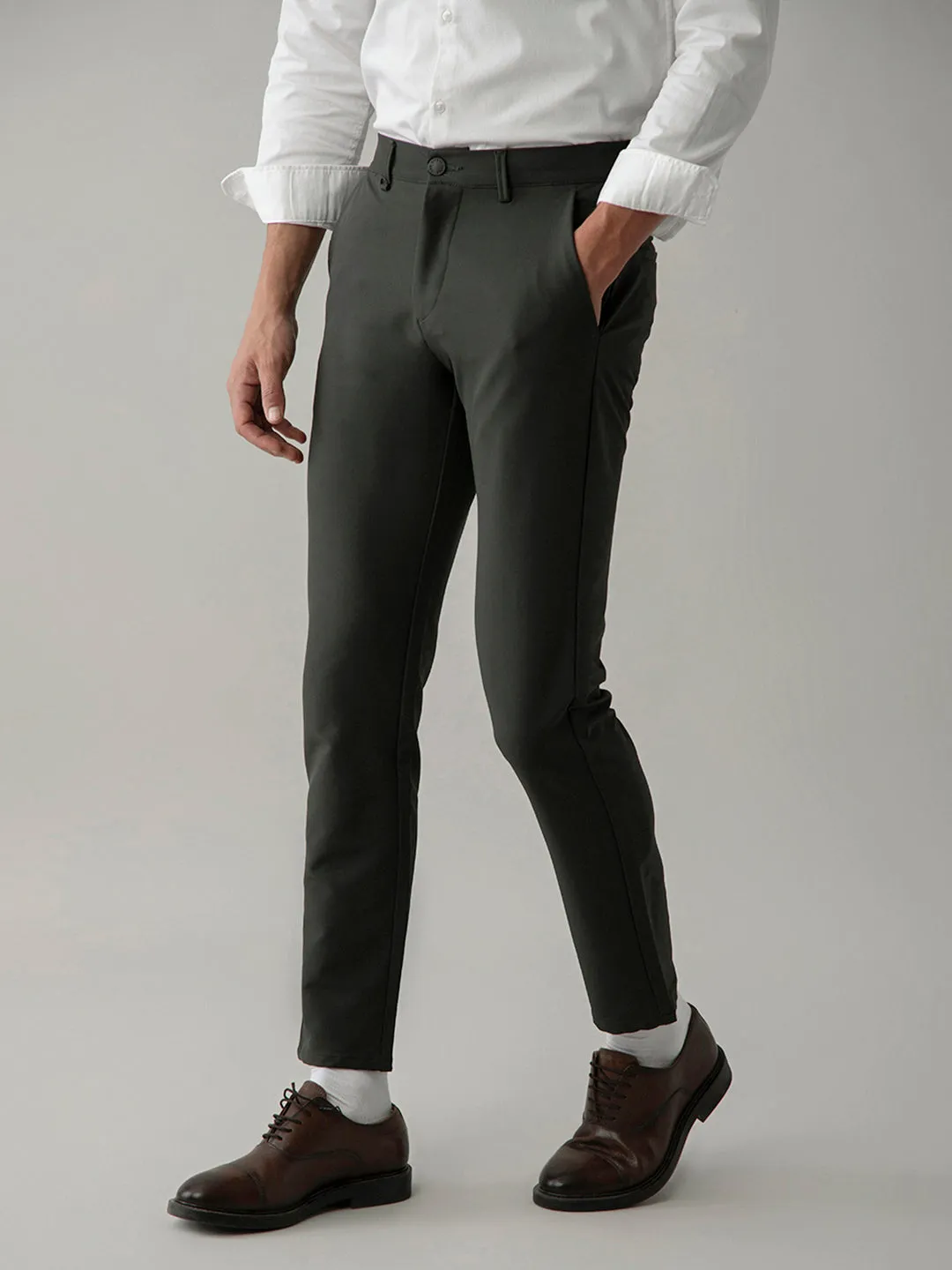 Green Plain Smart Trouser