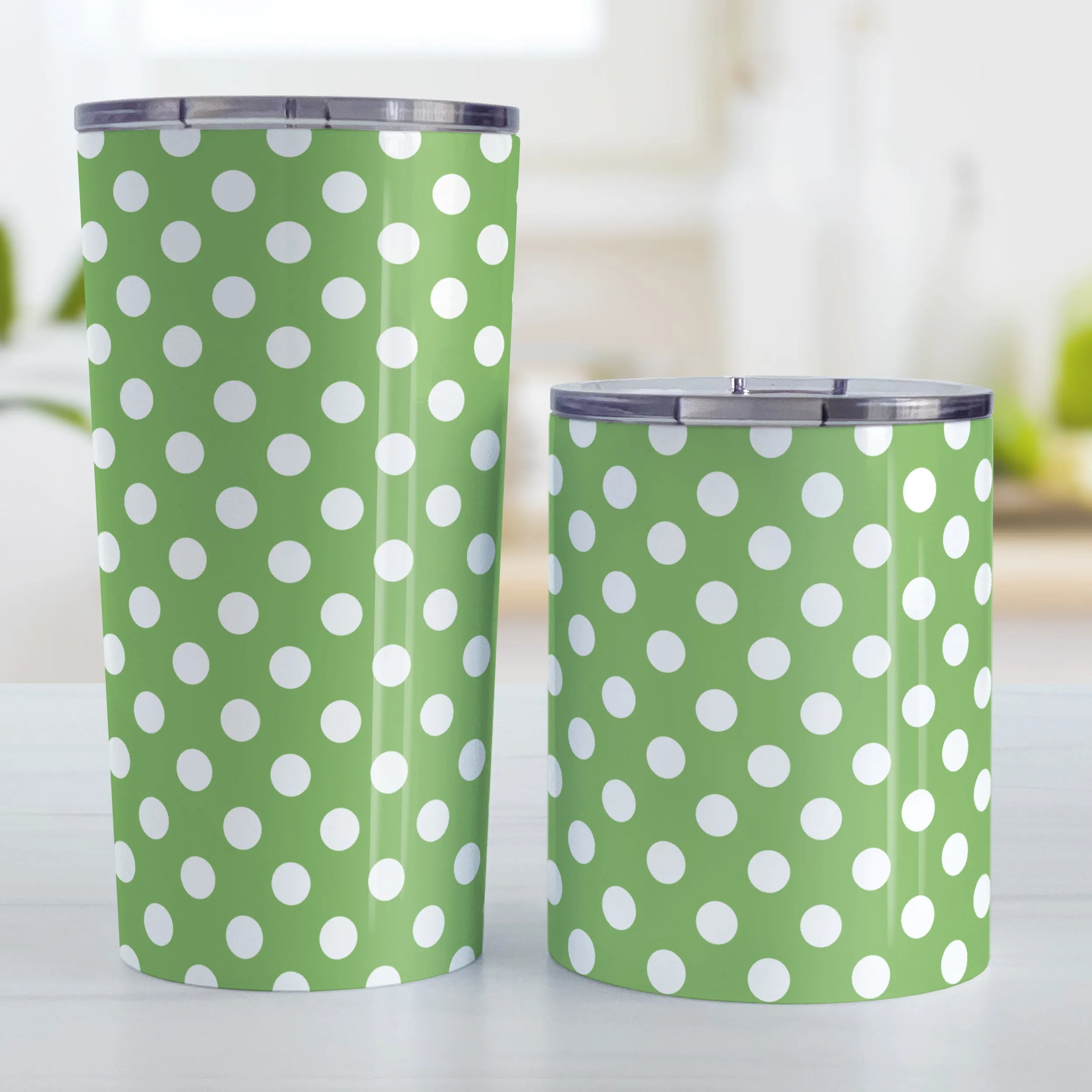 Green Polka Dot Tumbler Cup