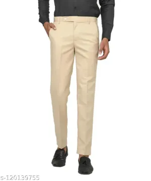 Haul Chic Cream Slim Fit Formal Trouser Pant For Men