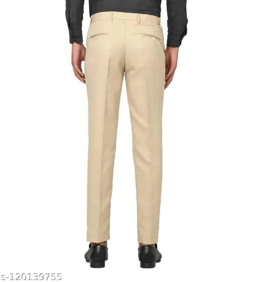 Haul Chic Cream Slim Fit Formal Trouser Pant For Men