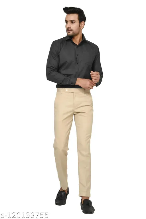 Haul Chic Cream Slim Fit Formal Trouser Pant For Men