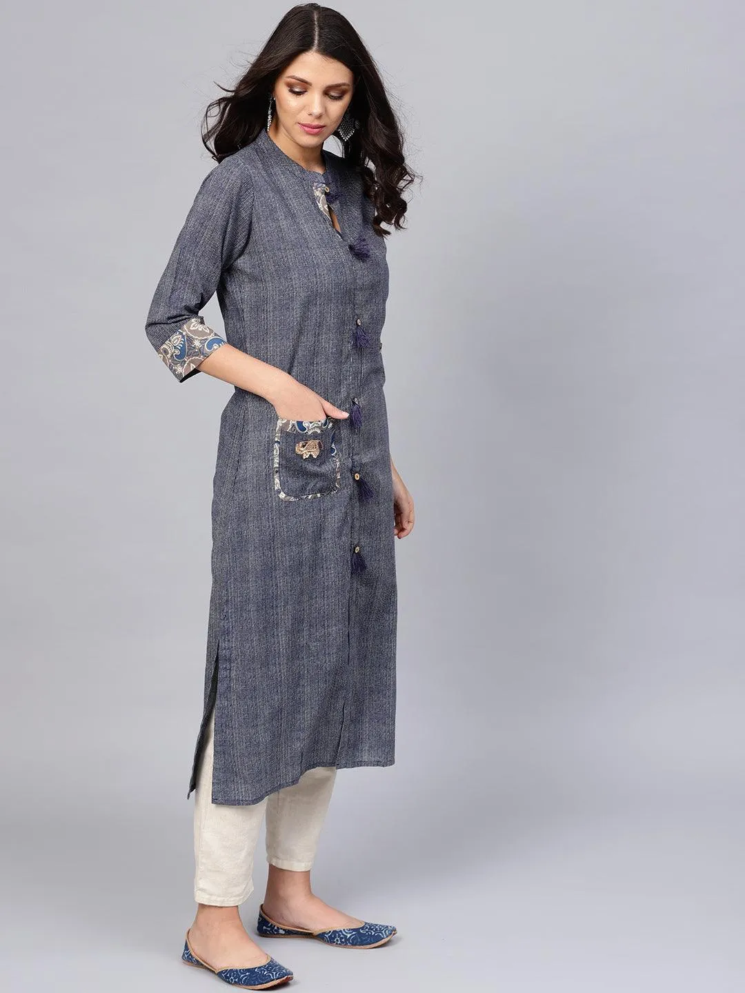 Jashvi Blue Straight Kurta