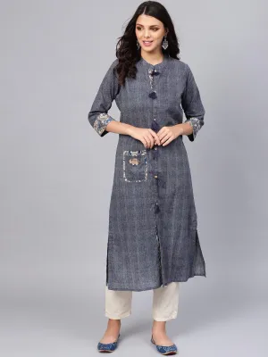 Jashvi Blue Straight Kurta