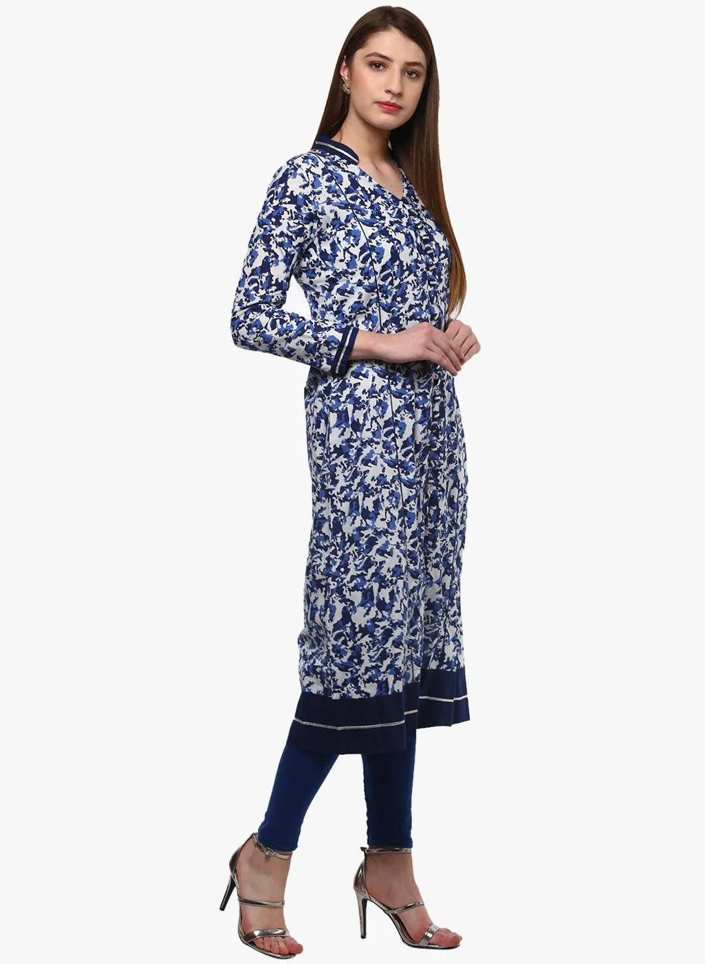 Jashvi Indigo Blue Front Open Kurti