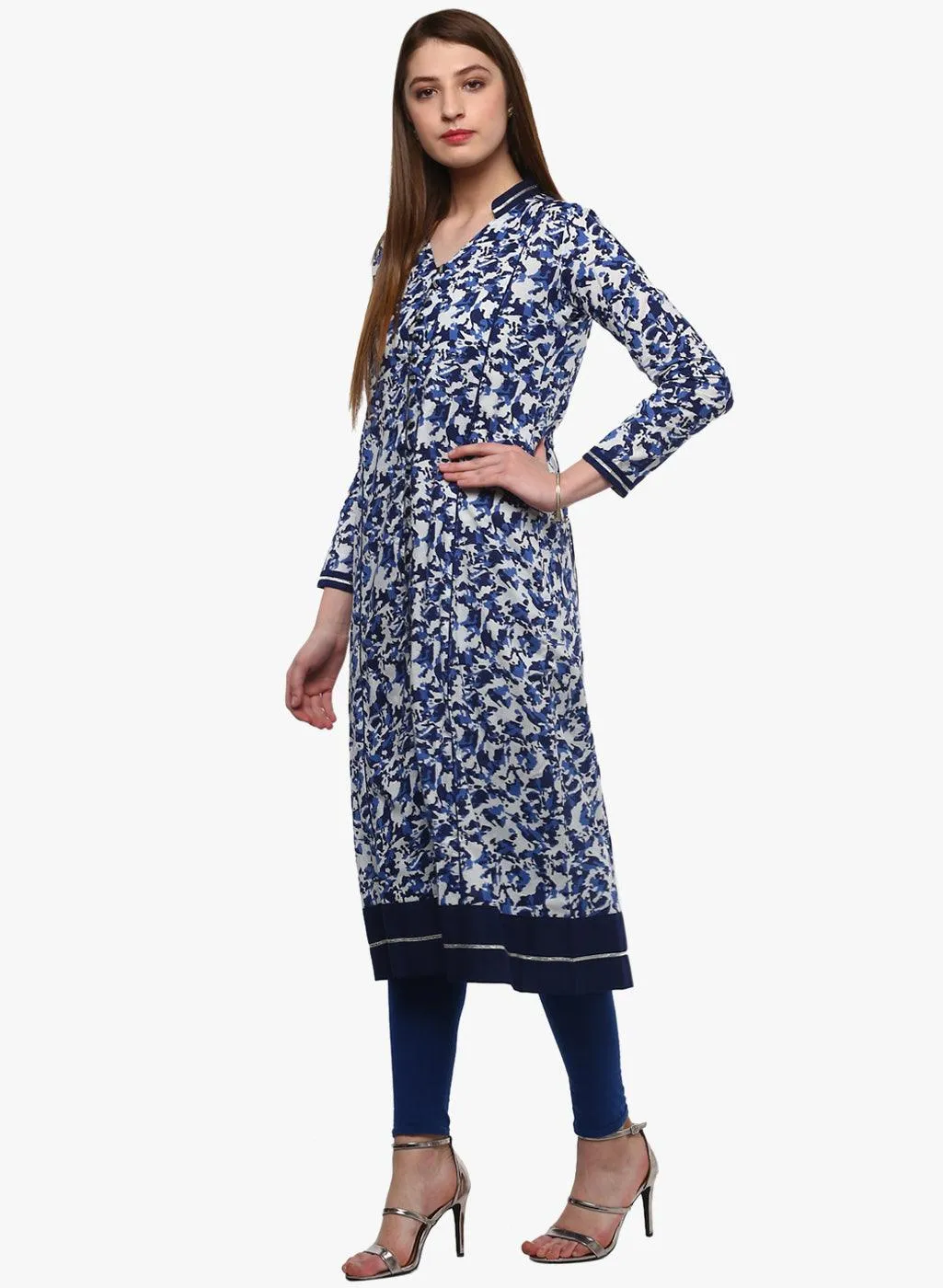 Jashvi Indigo Blue Front Open Kurti