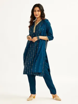 Jashvi Women's Turquoise Kurta Set