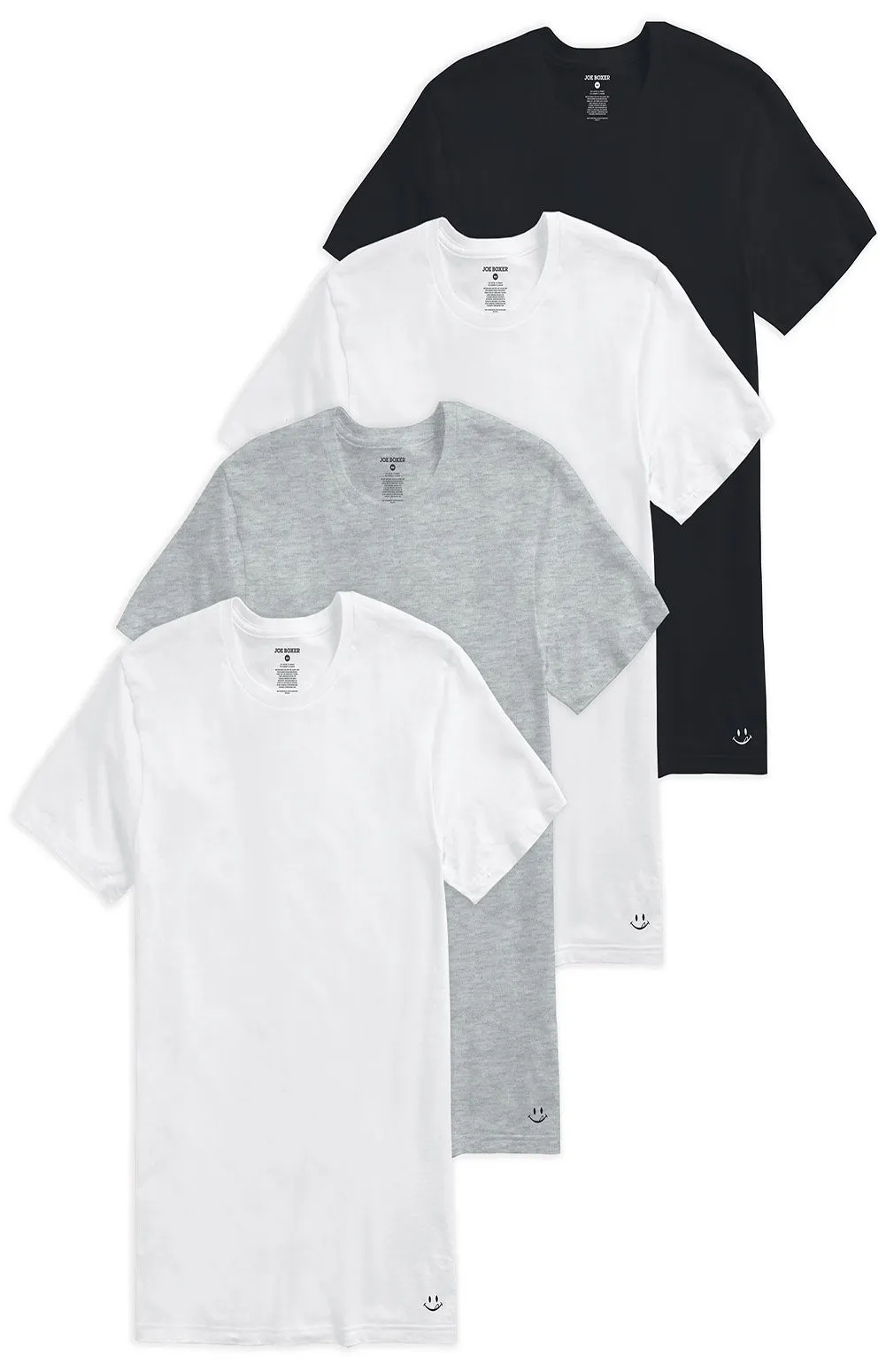 Joe Boxer Black Gray and White 4 Pack Crew Neck Undershirts