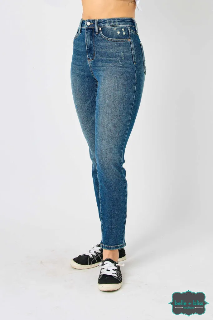 Judy Blue "Carter" High Rise Tummy Control Slim Denim - Dark Wash