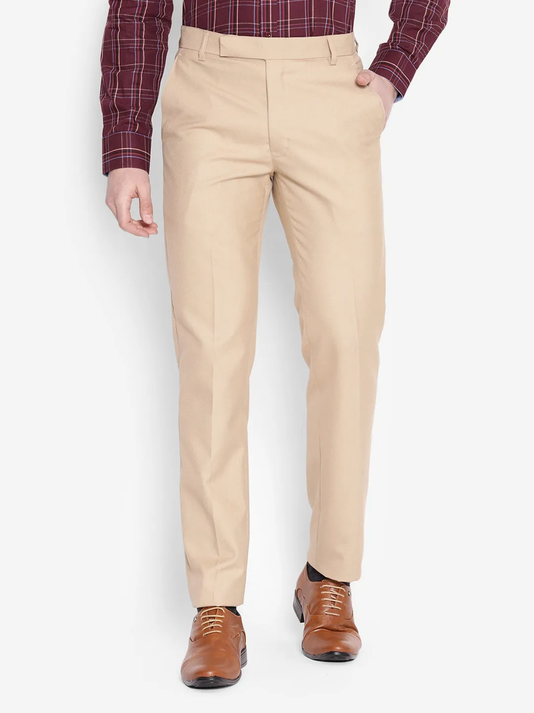 JUMP USA Men Tan Casual Regular Fit Trousers