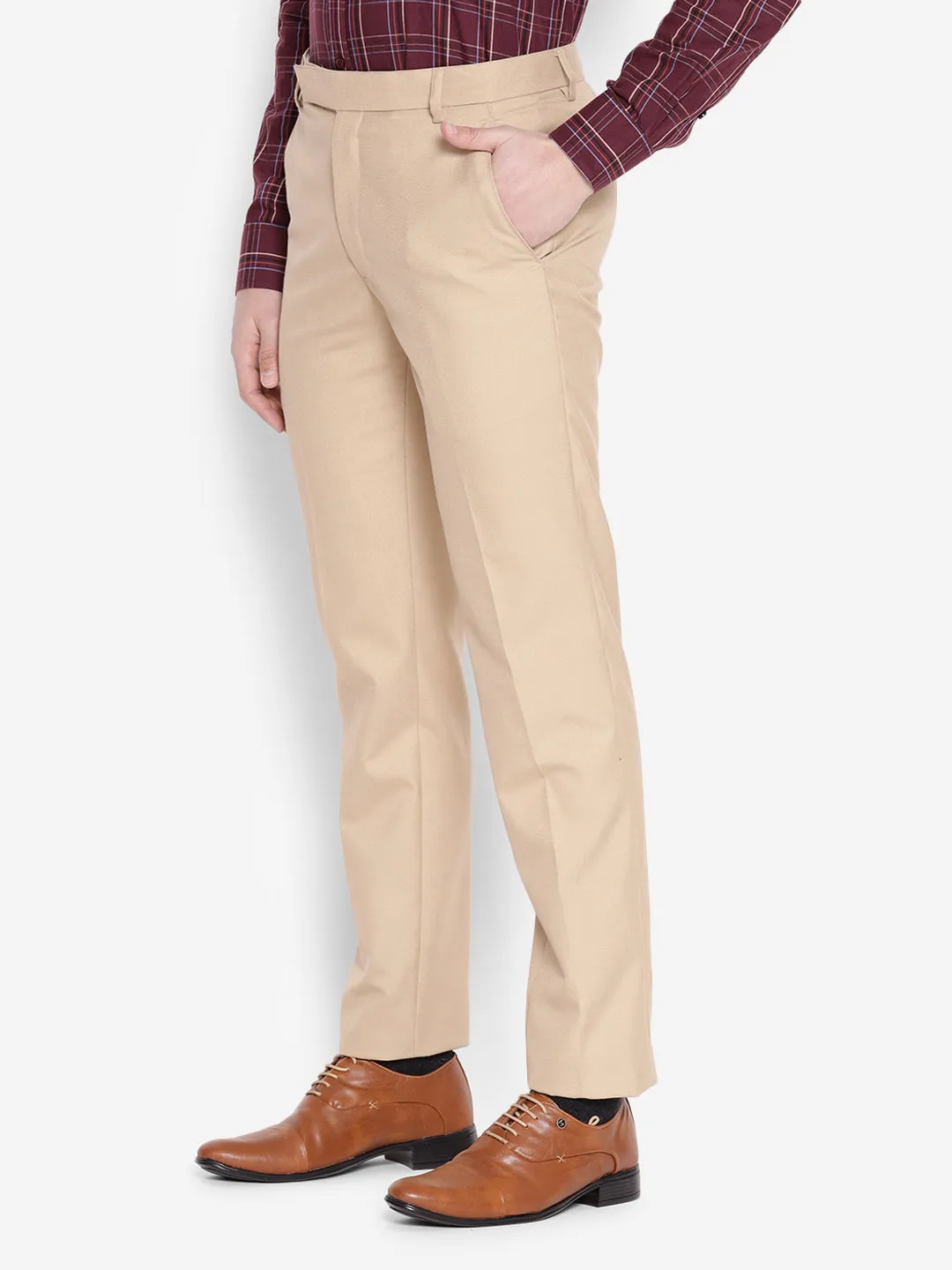 JUMP USA Men Tan Casual Regular Fit Trousers