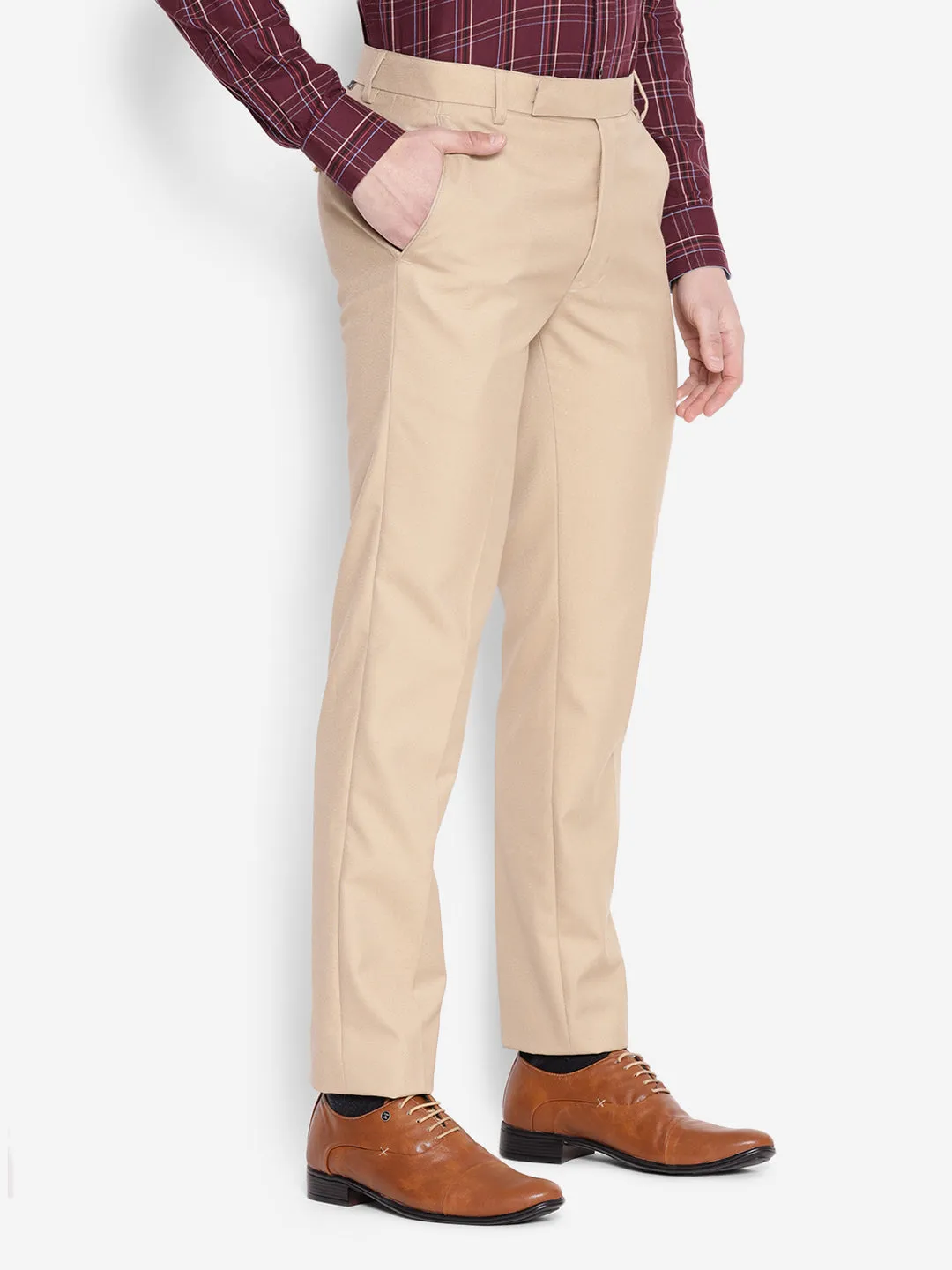 JUMP USA Men Tan Casual Regular Fit Trousers