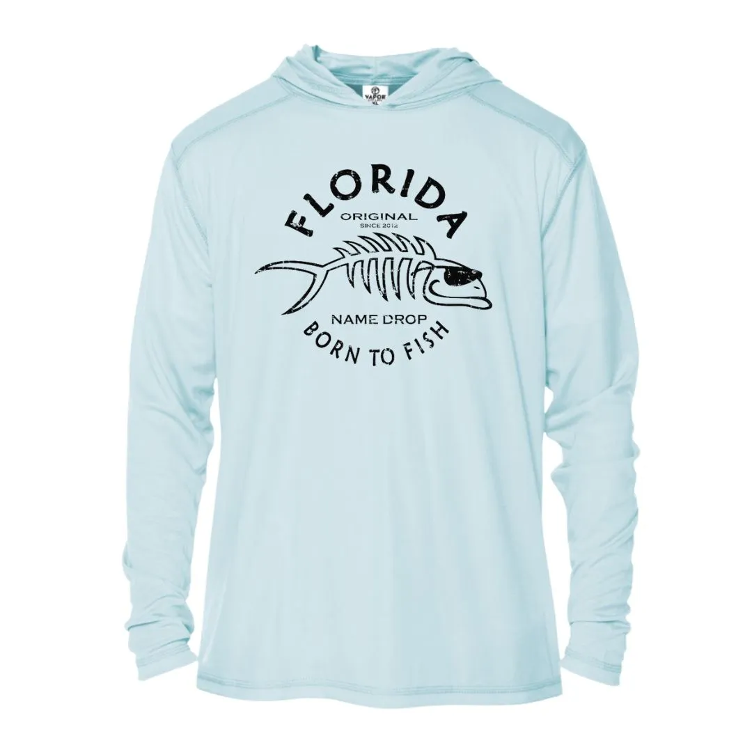 Kids Born to Fish Sun Shirt UPF50 - Florida or Custom Location