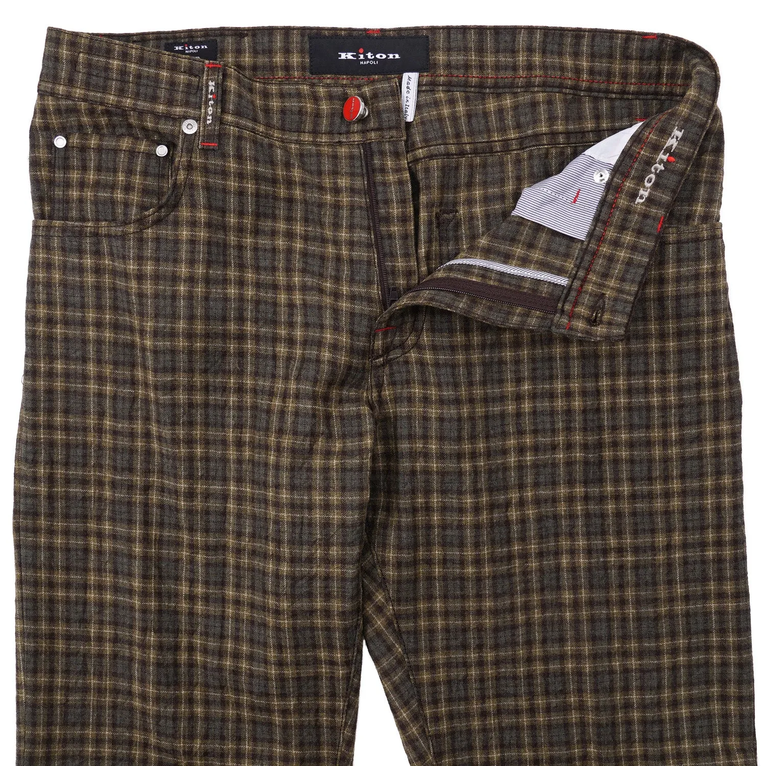 Kiton Slim Fit Five-Pocket Flannel Wool Pants