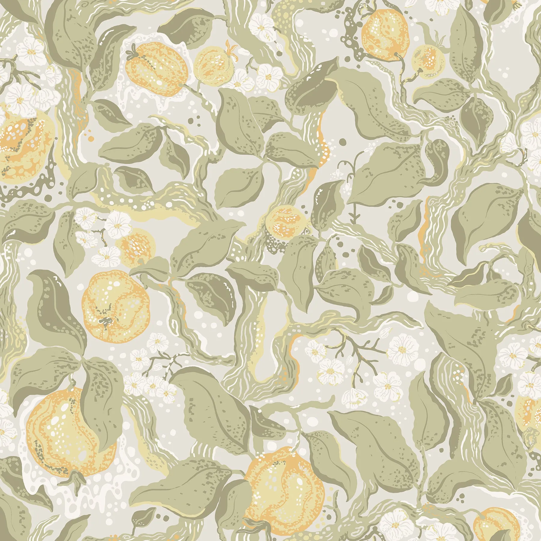 Kort Sage Fruit and Floral Wallpaper