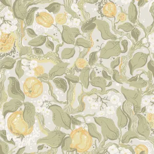 Kort Sage Fruit and Floral Wallpaper