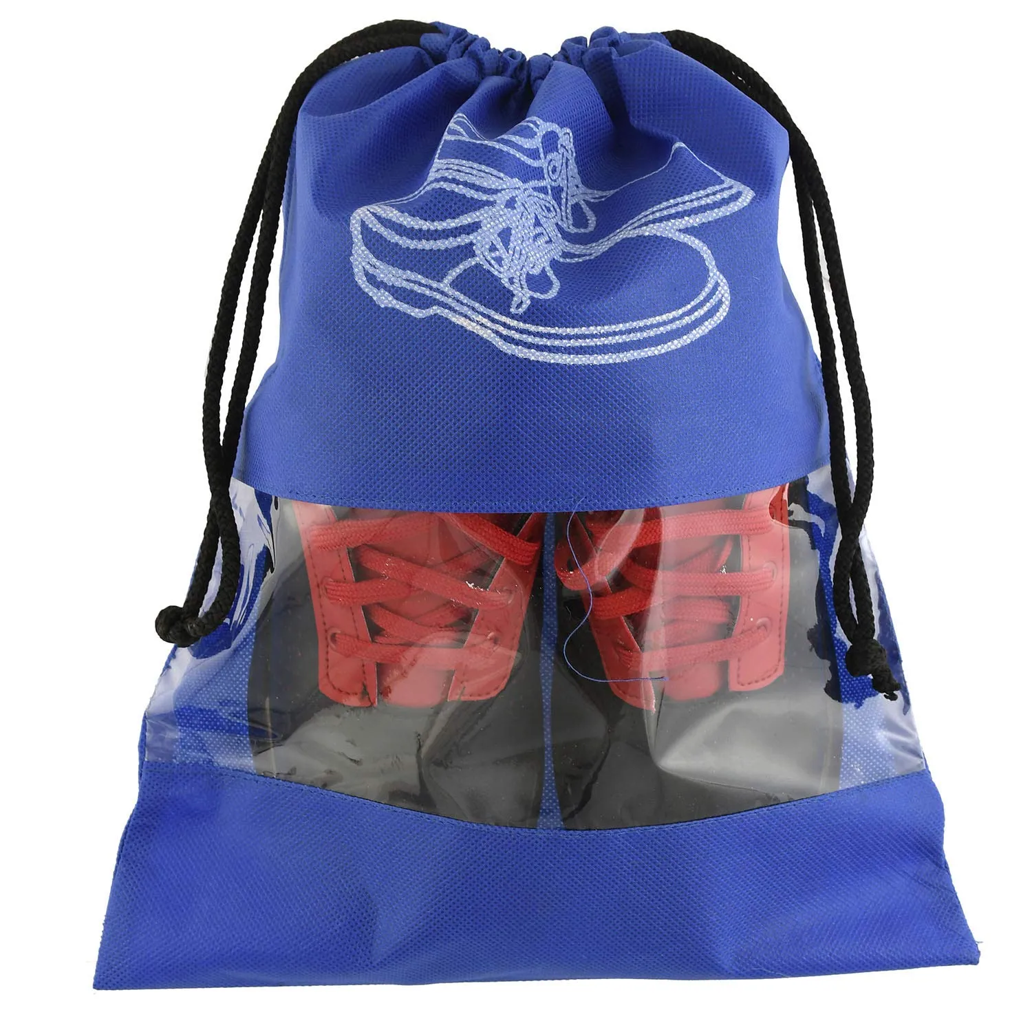 Kuber Industries 12 Piece Non Woven Travel Shoe Cover, String Bag Organizer, Royal Blue -CTMTC039519