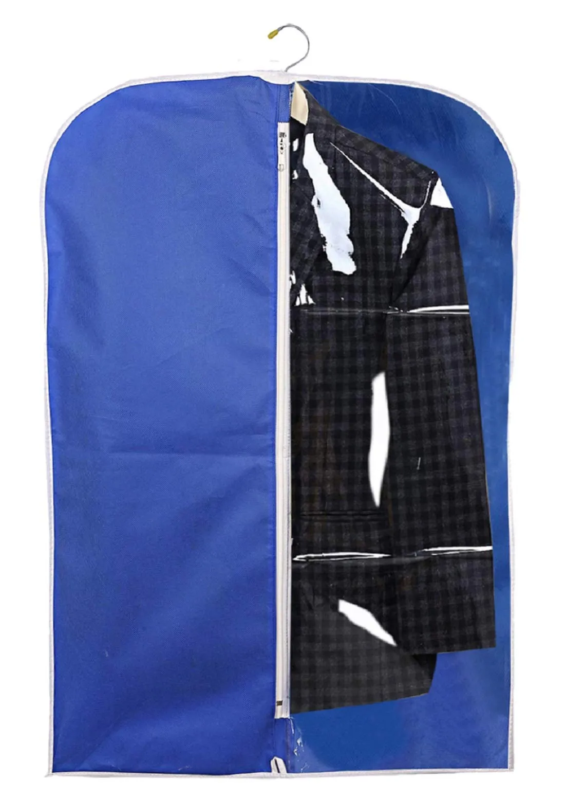 Kuber Industries 2 Pieces Half Transparent Non Woven Men's Coat Blazer Suit Cover (Royal Blue) -CTKTC41454