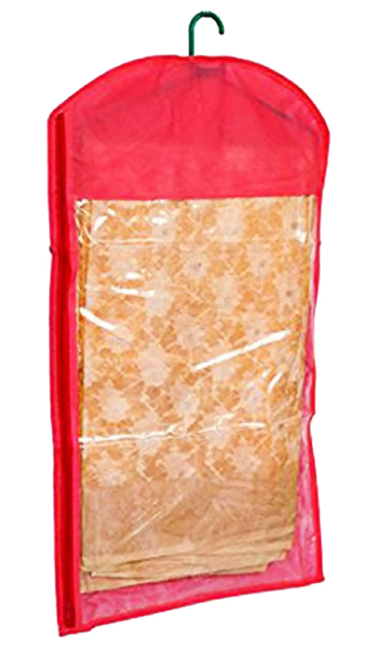 Kuber Industries 24 Pieces Non Woven Hanging Saree Cover Wardrobe Organiser With Hanger (Red) - CTKTC30951