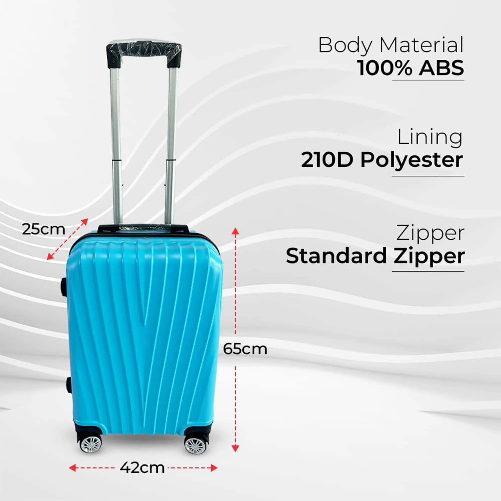 Kuber Industries 24inch Strong & Lightweight Cabin Trolley Bags with 360 Degree Rotating Wheels | Expandable Carry-On Cabin Luggage Suitcase | Bags for Travelling | Ice Blue