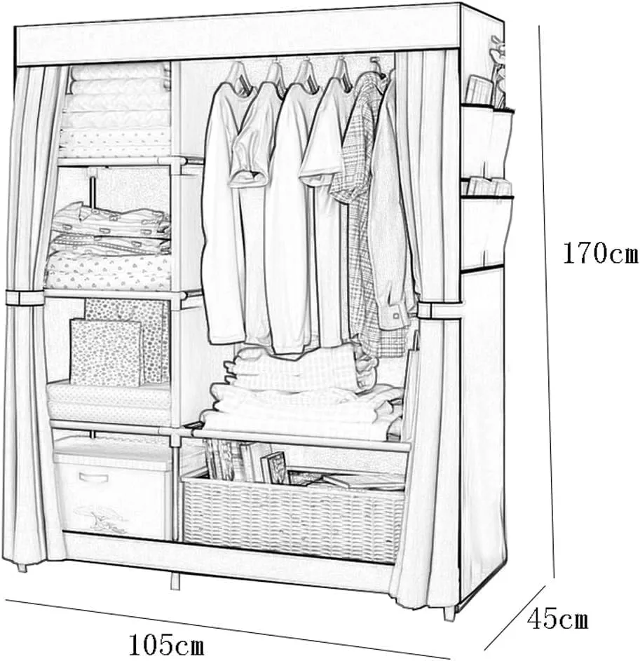 Kuber Industries Foldable Wardrobe for Clothes|Non Woven 2 Door Portable Clothes Rack|4 Shelves Almirah for Clothes-Pack of 4 (Maroon)