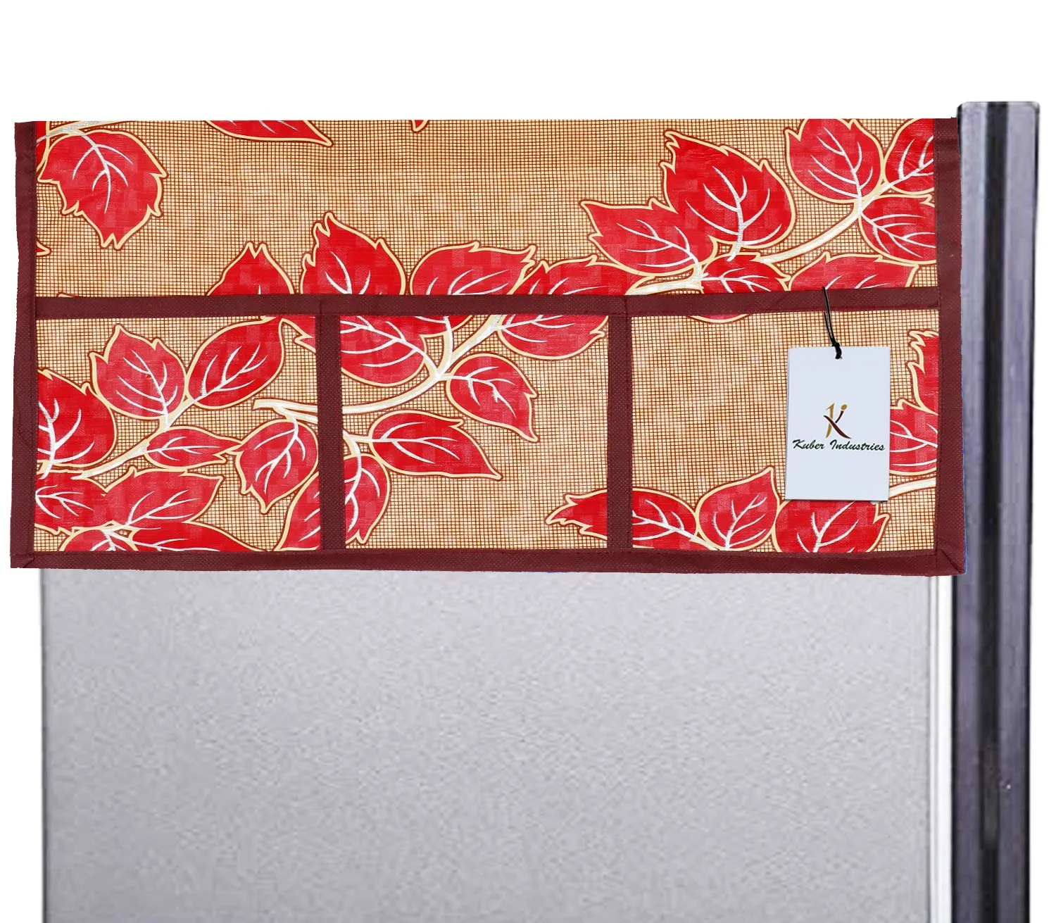 Kuber Industries Leaf Design PVC Fridge/Refrigerator Top Cover (Red) -CTKTC33182_FBA