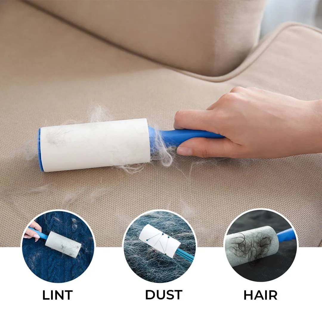 Kuber Industries Lint Remover | Super Sticky Lint Roller | Easy | Lint Roller for Clothes | Lint Roller for Pet Hair | 60 Sheets (1 Roller   1 Replacement Roll) (Pack of 2)