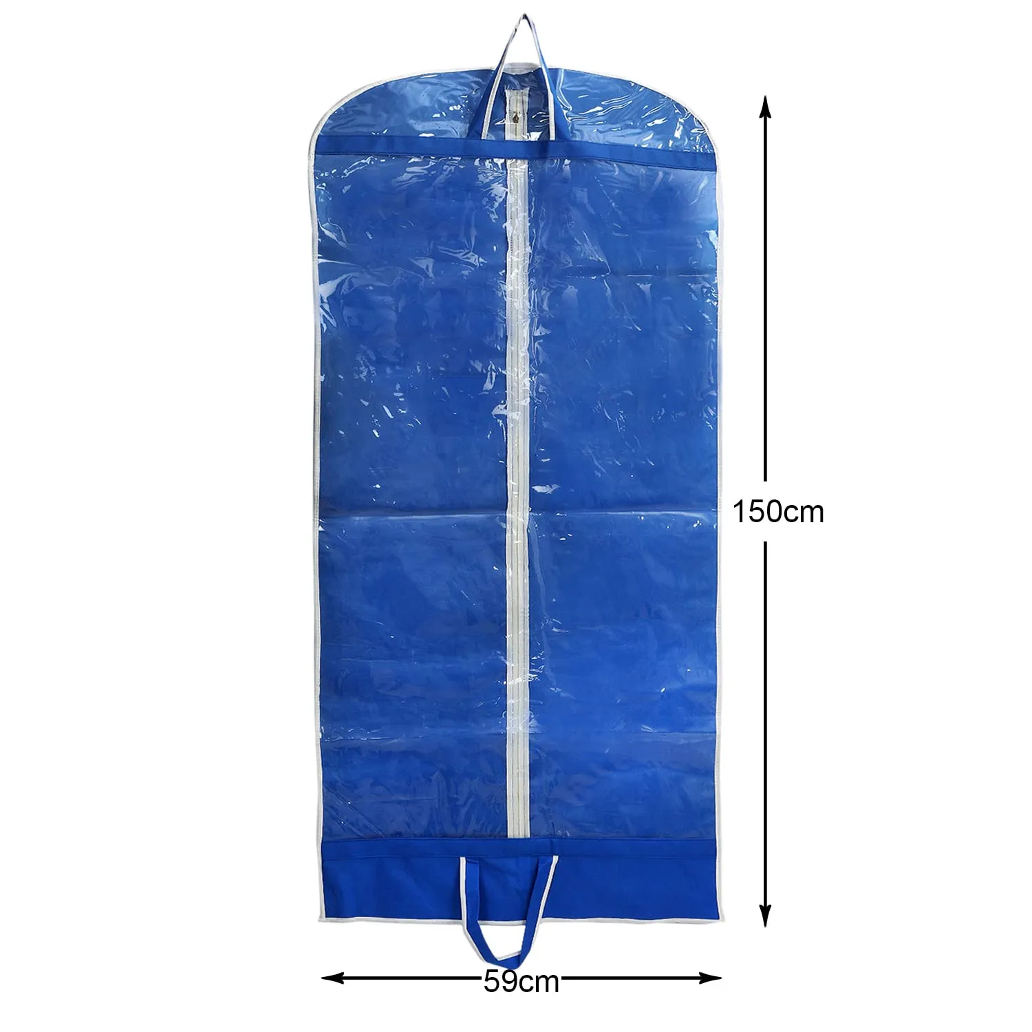 Kuber Industries Multiuses Non Woven Dust & Moistureproof Long Tranasparent Garment Cover With Zipper- Pack of 3 (Blue)-47KM01268