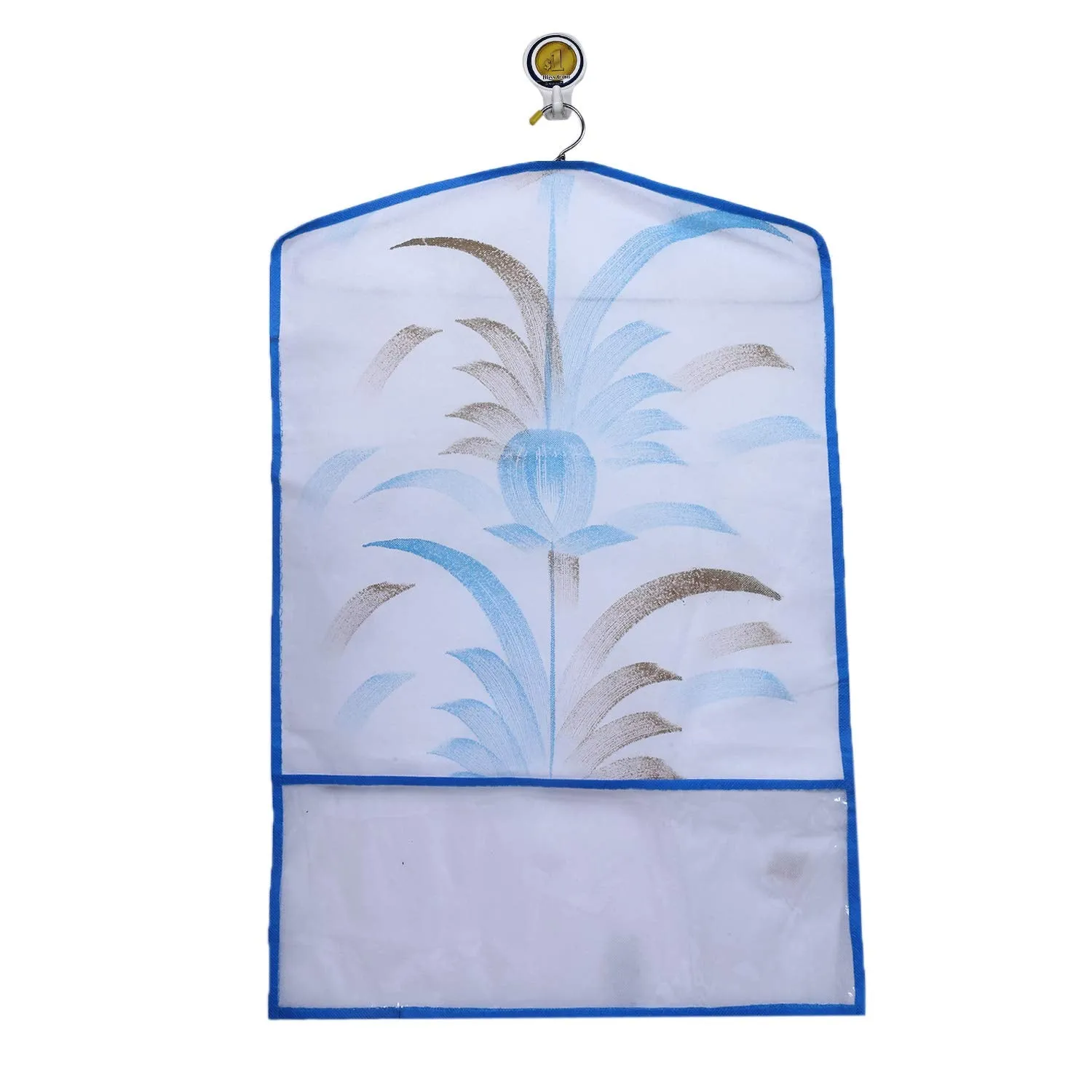 Kuber Industries Printed 12 Piece Non Woven Hanging Saree Cover Wardrobe Organiser (Blue) - CTKTC23144