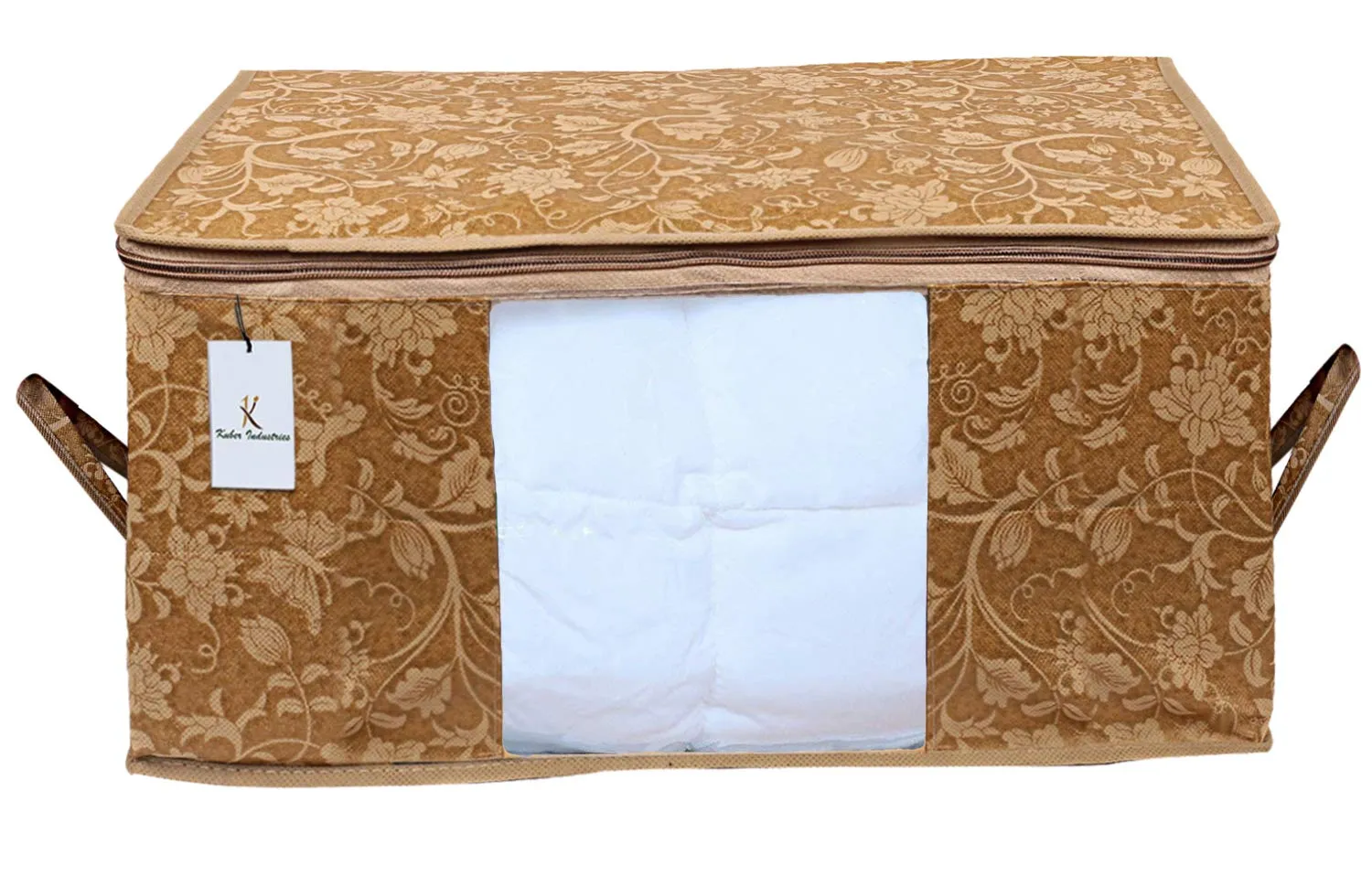 Kuber Industries Rectangular Underbed Storage Bag, Storage Organizer, Blanket Cover Set of 2 (Beige, Non-woven)