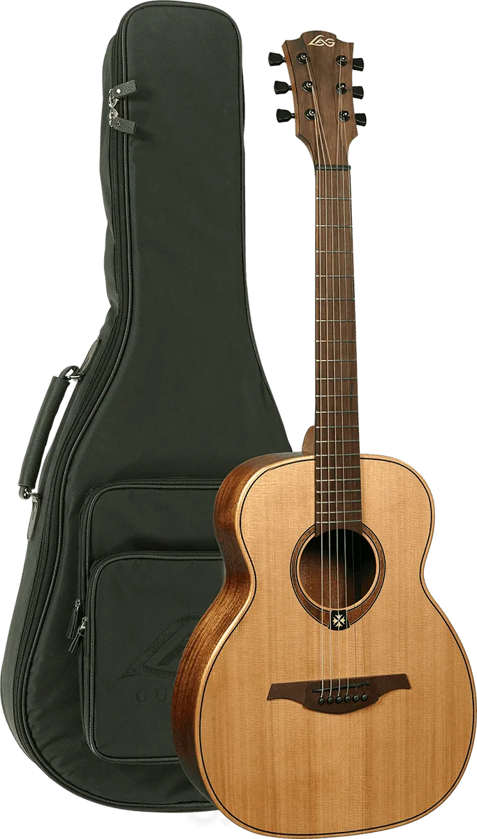 LAG Travel-RC Tramontane Acoustic Travel Guitar, Red Cedar