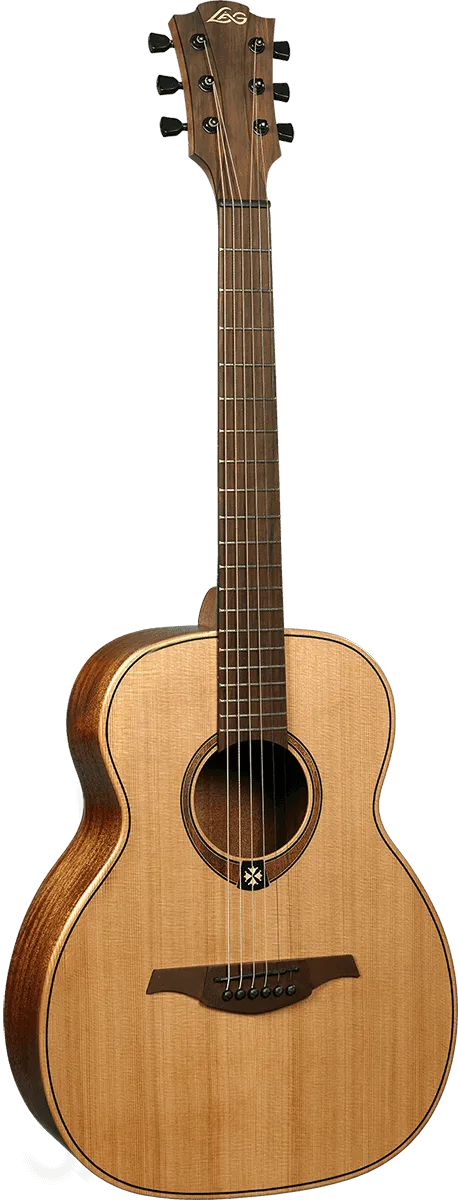 LAG Travel-RC Tramontane Acoustic Travel Guitar, Red Cedar