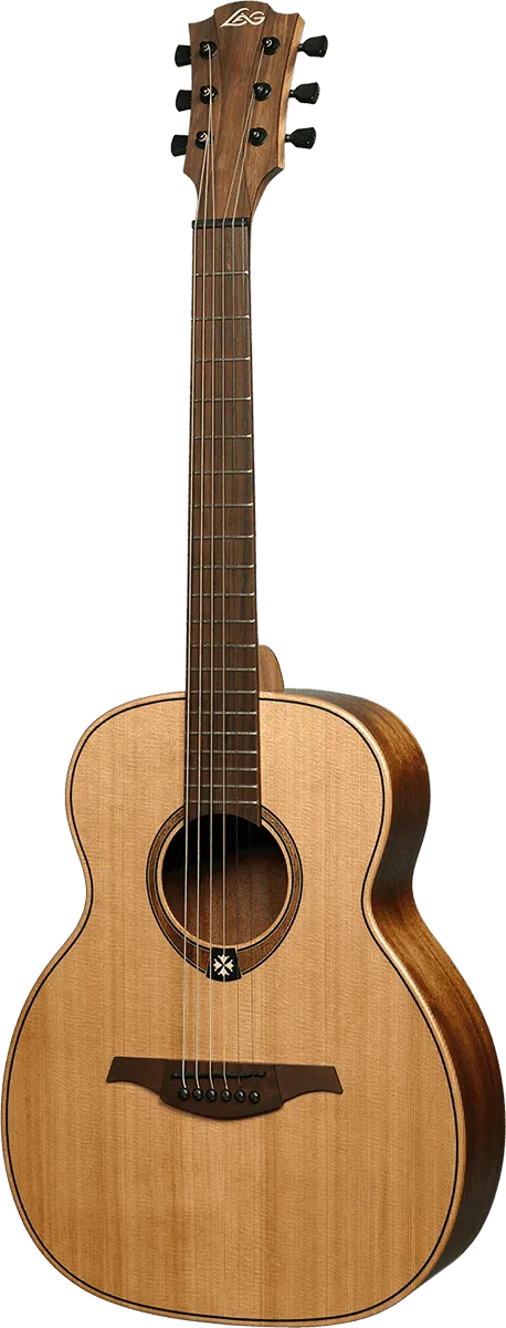 LAG Travel-RC Tramontane Acoustic Travel Guitar, Red Cedar