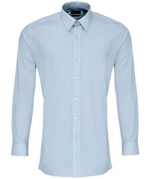 Light Blue - Poplin fitted long sleeve shirt