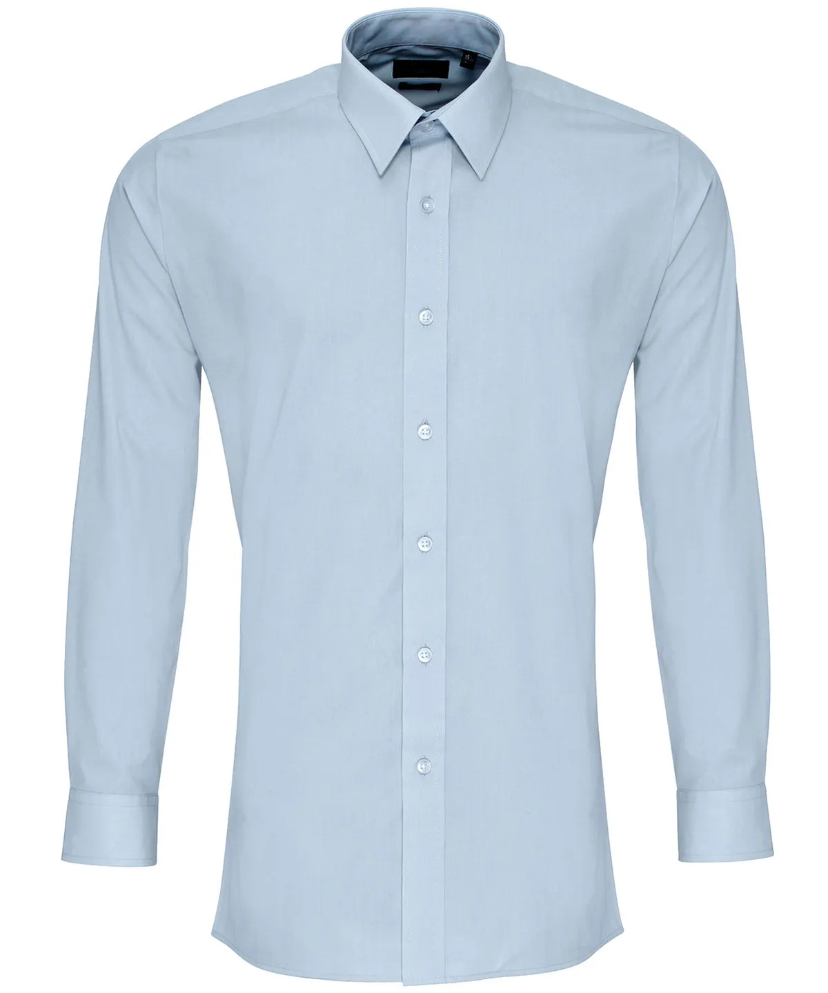 Light Blue - Poplin fitted long sleeve shirt