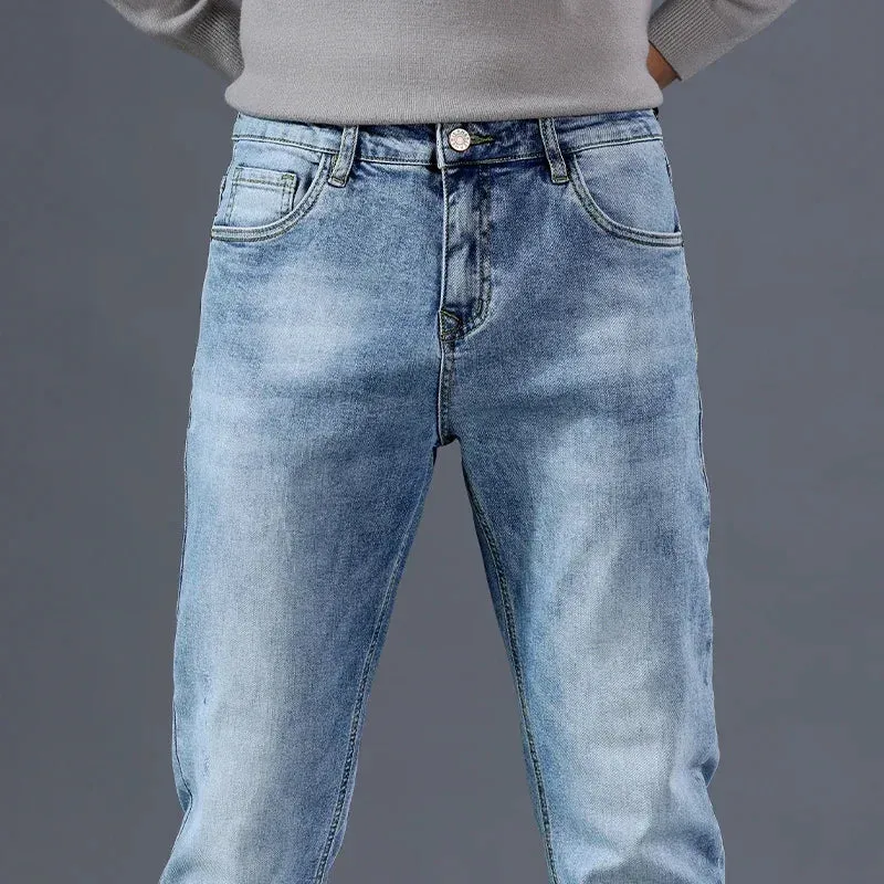 Light Stretch Denim Slim Straight Jeans