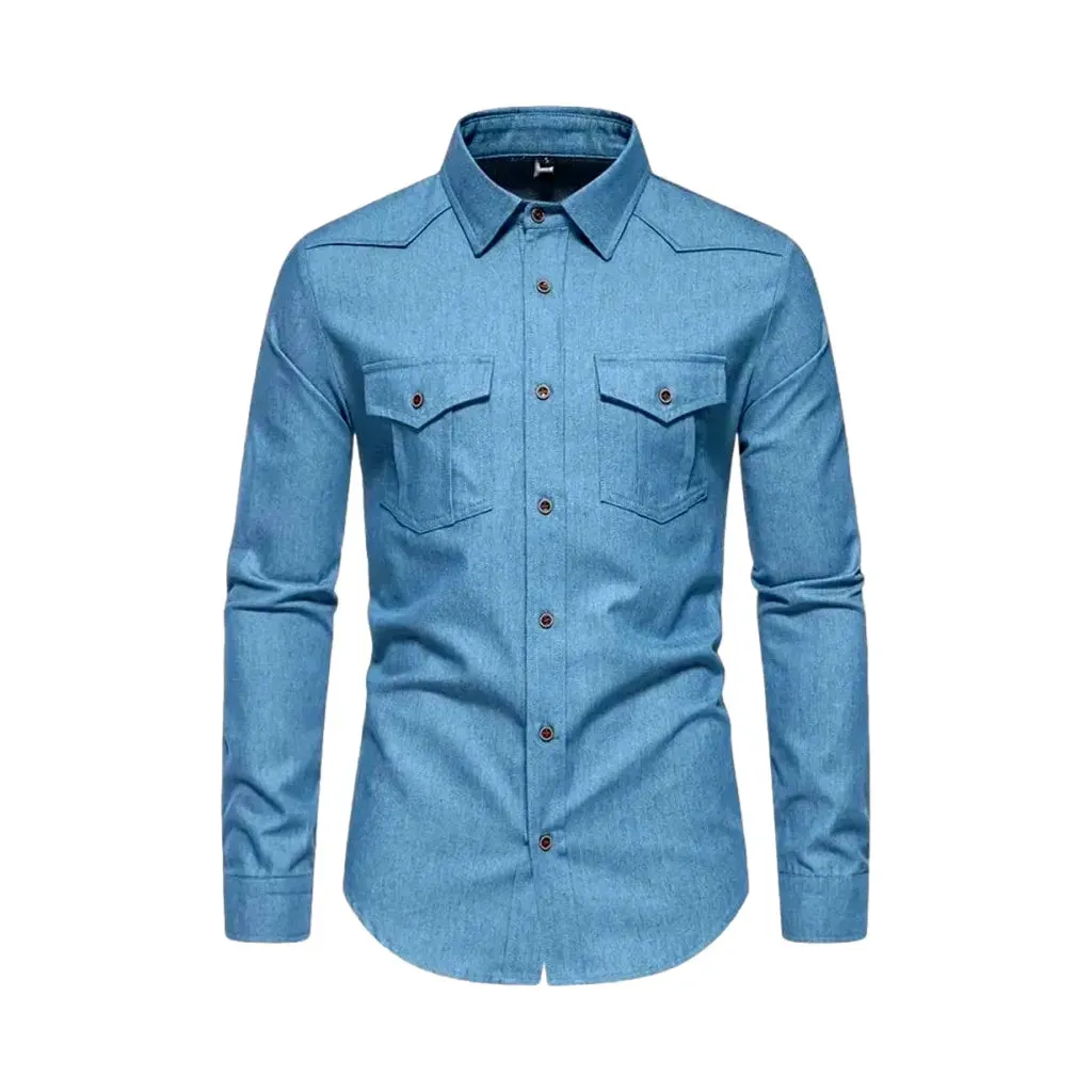 Lightweight average pattern men's jean shirt