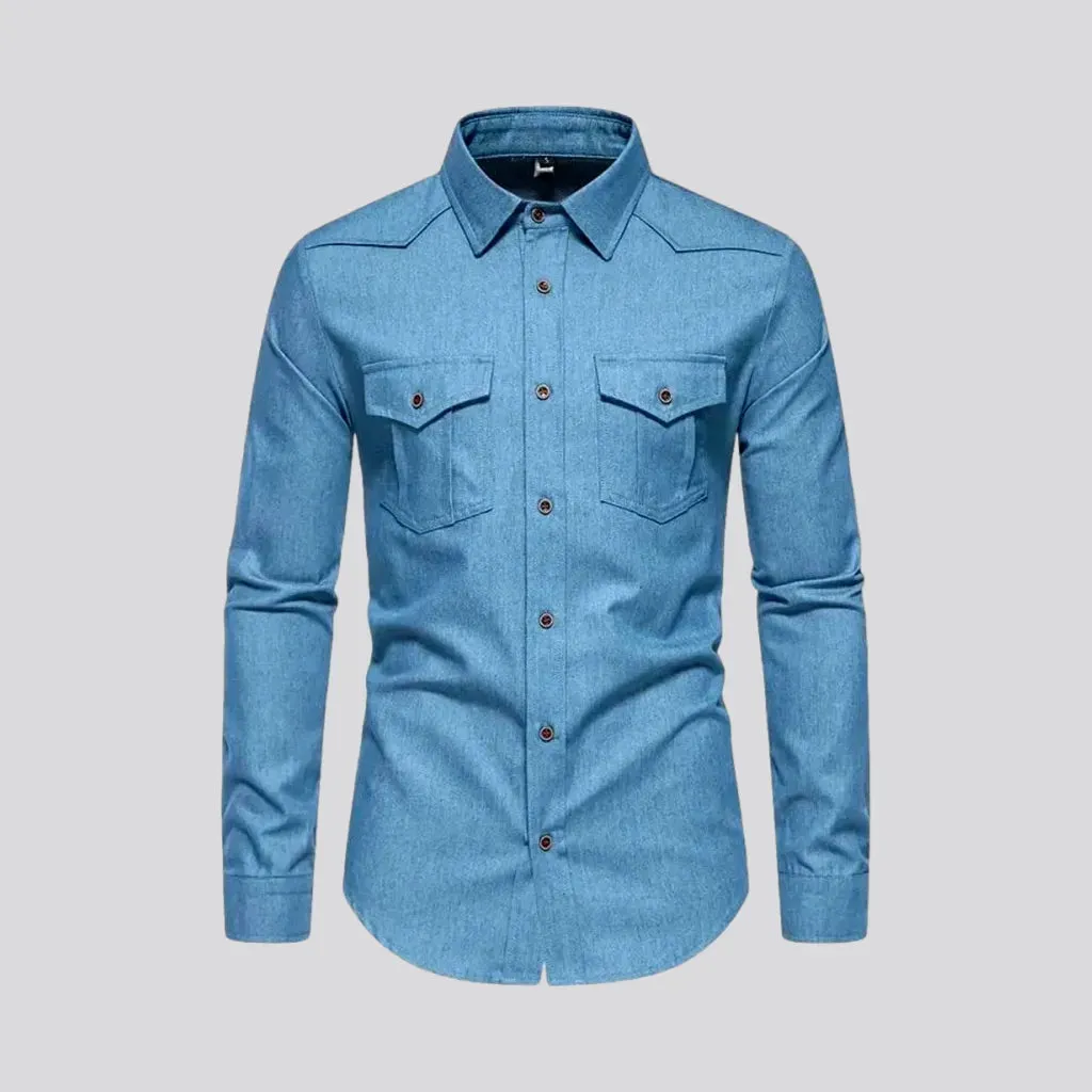 Lightweight average pattern men's jean shirt