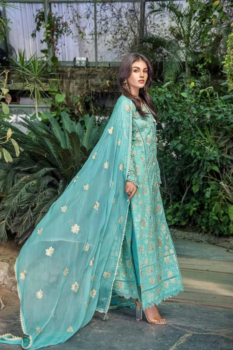 Malook - Zaib - Emerald Green - Lawn - 3 Piece - Unstitch