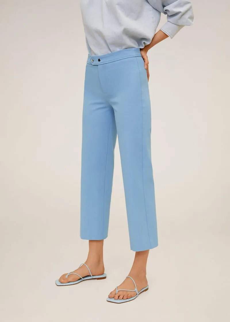 Mango Lora Straight-Cut Crop Womens Trousers